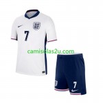 Camisolas de futebol Inglaterra SAKA 7 Criança Equipamento Principal Euro 2024 Manga Curta